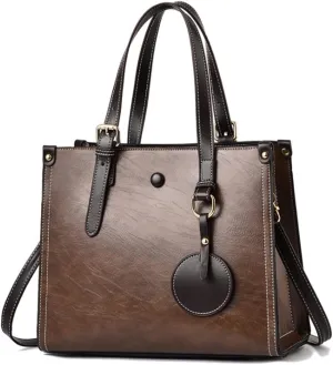 Women Fashion Handbag Leather Tote Shoulder Bag Multi-pocket Satchel Purse
