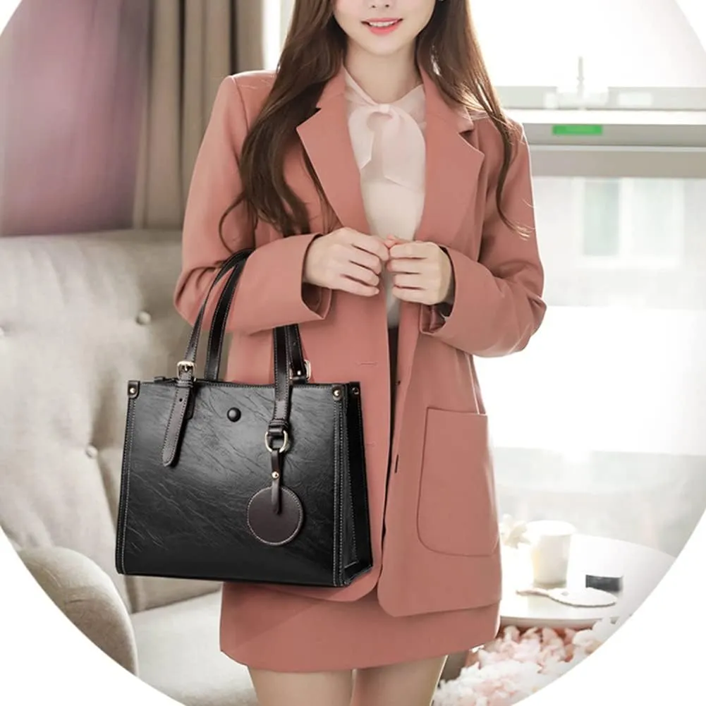 Women Fashion Handbag Leather Tote Shoulder Bag Multi-pocket Satchel Purse