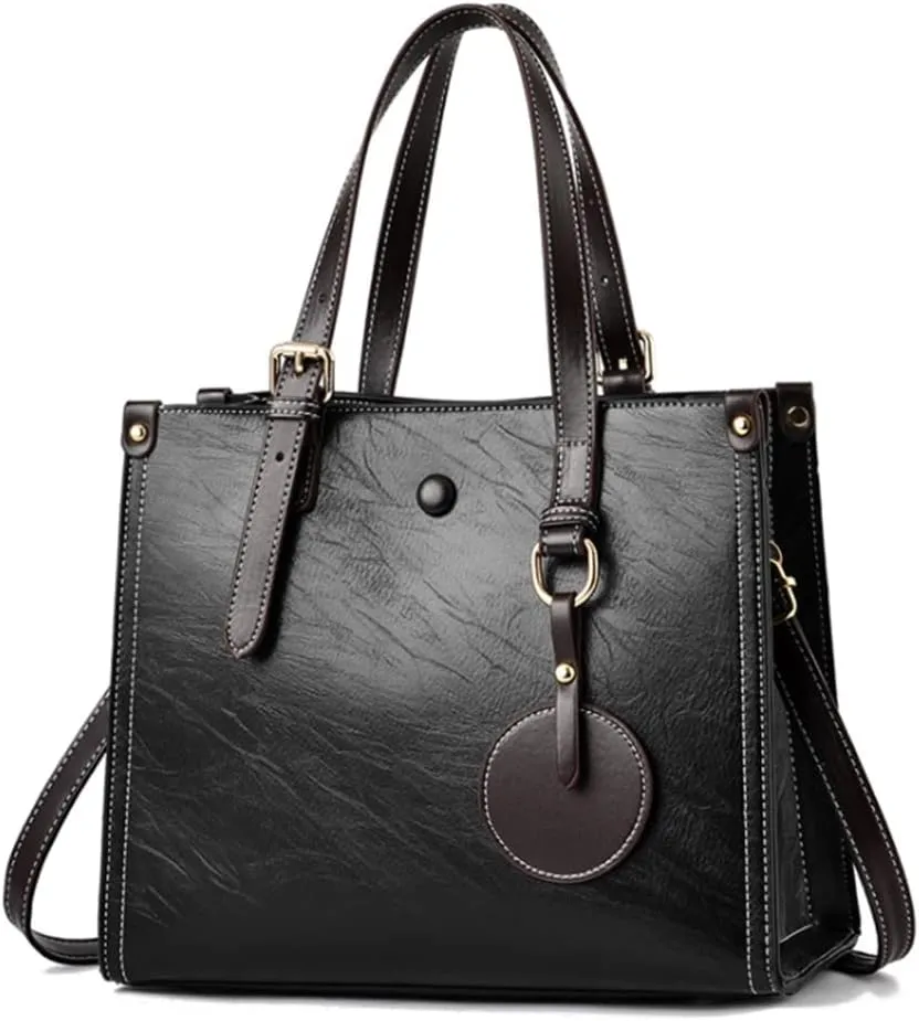 Women Fashion Handbag Leather Tote Shoulder Bag Multi-pocket Satchel Purse