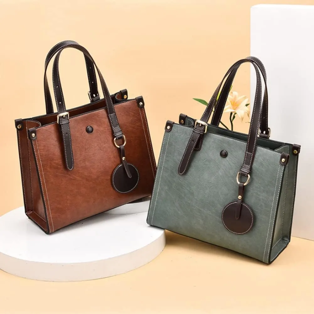 Women Fashion Handbag Leather Tote Shoulder Bag Multi-pocket Satchel Purse