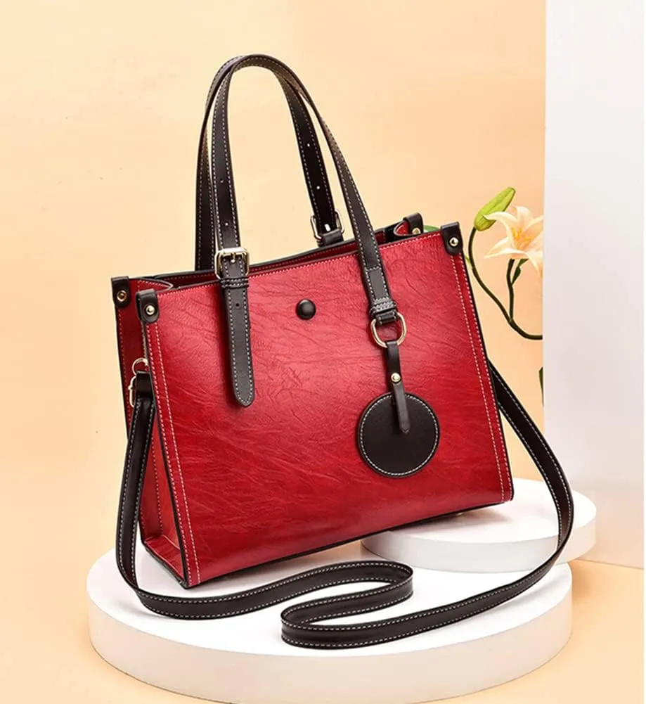 Women Fashion Handbag Leather Tote Shoulder Bag Multi-pocket Satchel Purse