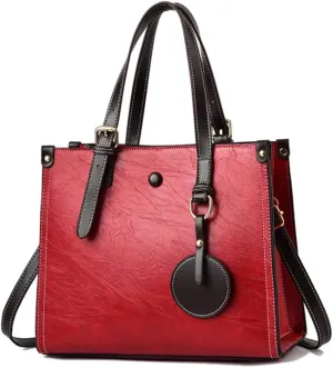 Women Fashion Handbag Leather Tote Shoulder Bag Multi-pocket Satchel Purse