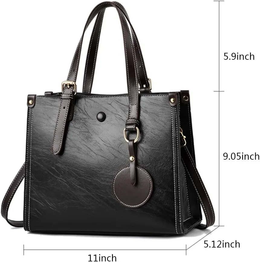 Women Fashion Handbag Leather Tote Shoulder Bag Multi-pocket Satchel Purse