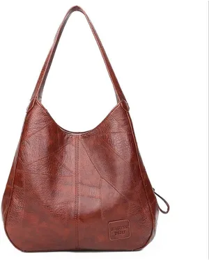 Women Handbag Multi-pocket Leather Hobo 3 Compartments Shoulder bag Tote Purses
