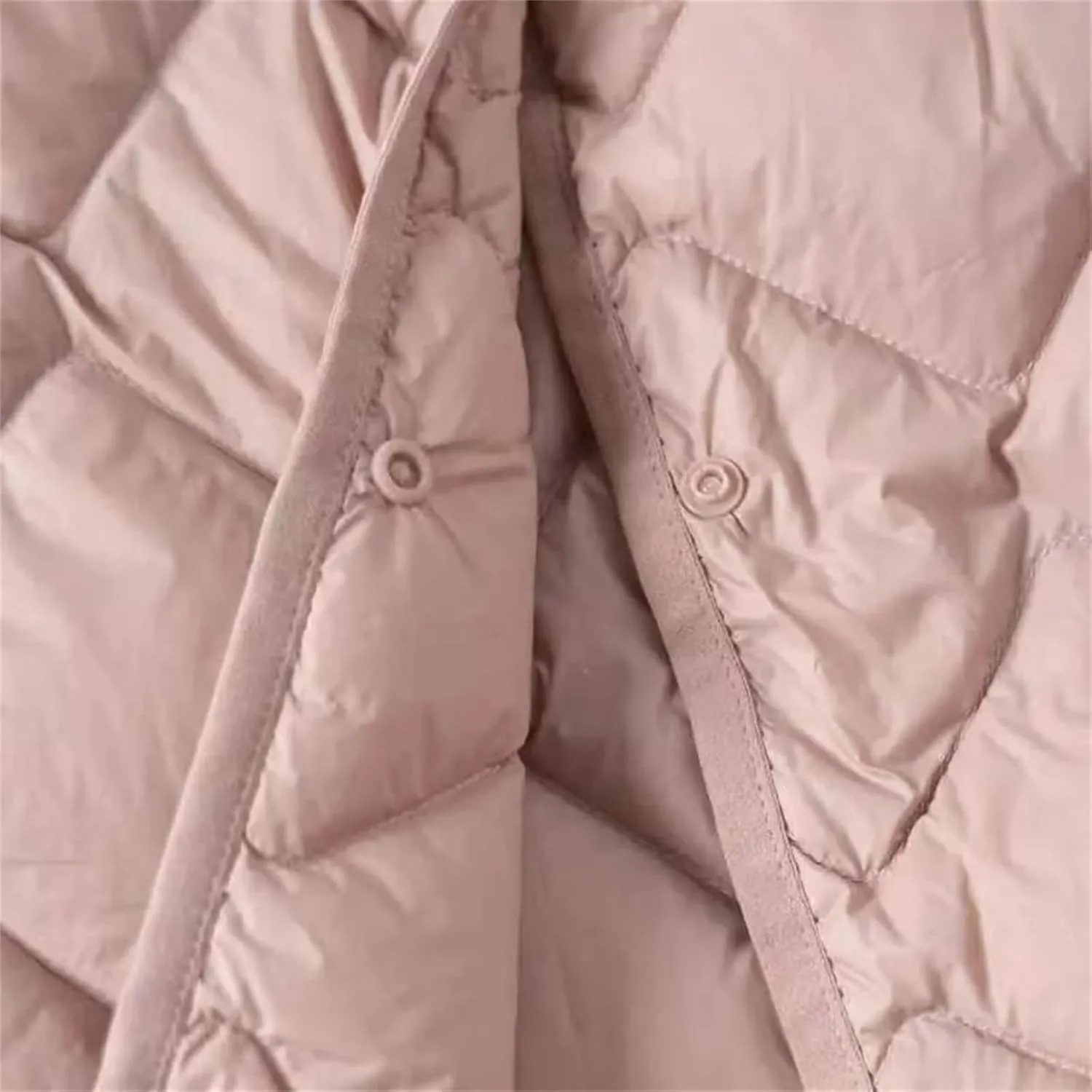 Women Liner Duck Down Jacket V-Neck Female Winter Warm Collarless Fashion Quilted Puffer Coat