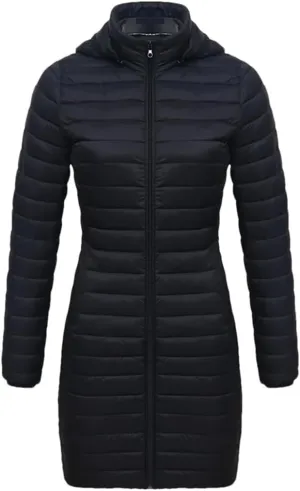 Women Long Warm Parka Coat With Hood Winter Outdoor Padded Cotton Clothes Portable Outwear With Bag