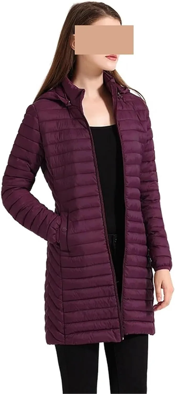 Women Loose Long Coat With Hood Female Warm Outdoor Padded Cotton Clothes Portable Outwear