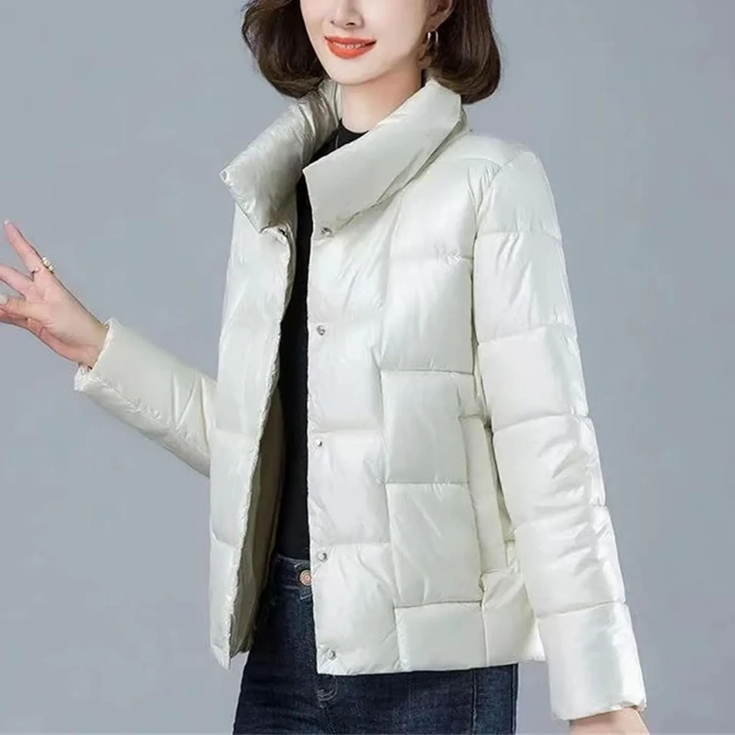 Women Parkas Thick Glossy Down Cotton Padded Parka Female Jacket Loose Short Coat Waterproof Warm Outwear