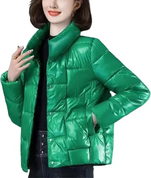 Women Parkas Thick Glossy Down Cotton Padded Parka Female Jacket Loose Short Coat Waterproof Warm Outwear
