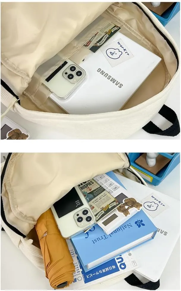 Women Preppy Y2k Aesthetic Corduroy Backpack Kawaii Laptop Backpack Cute Coquette Bow Harajuku College Daypack (Black Bow)