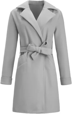 Women Turn Down Collar Midi Length Trench Double Breasted Pea Coat Winter Warm Jacket