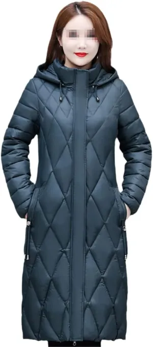 Women Winter Long Jacket Hooded Casual Thicken Warm Padded Cotton Coat Female Parkas Overcoat