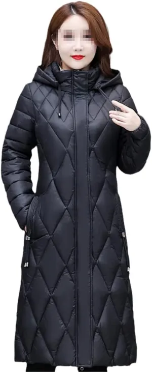 Women Winter Long Jacket Hooded Casual Thicken Warm Padded Cotton Coat Female Parkas Overcoat