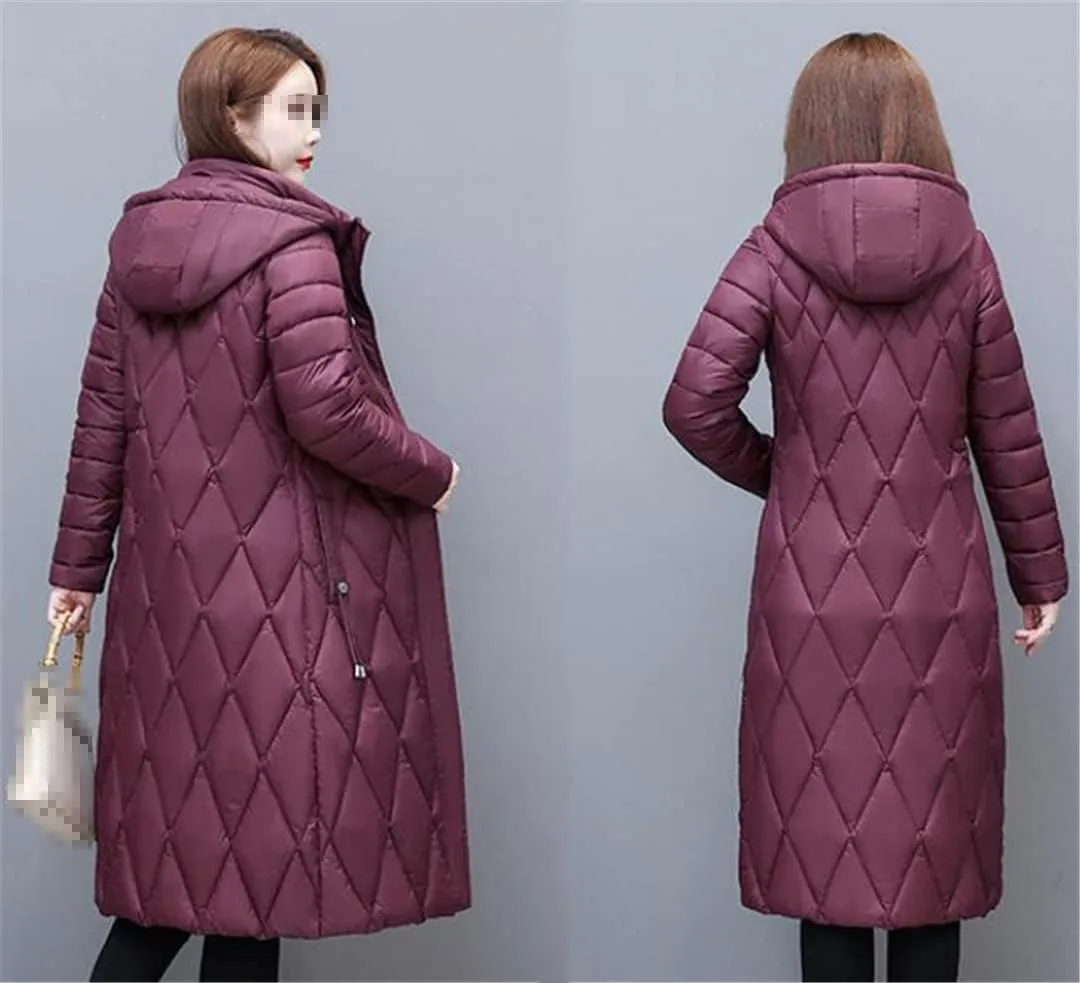 Women Winter Long Jacket Hooded Casual Thicken Warm Padded Cotton Coat Female Parkas Overcoat