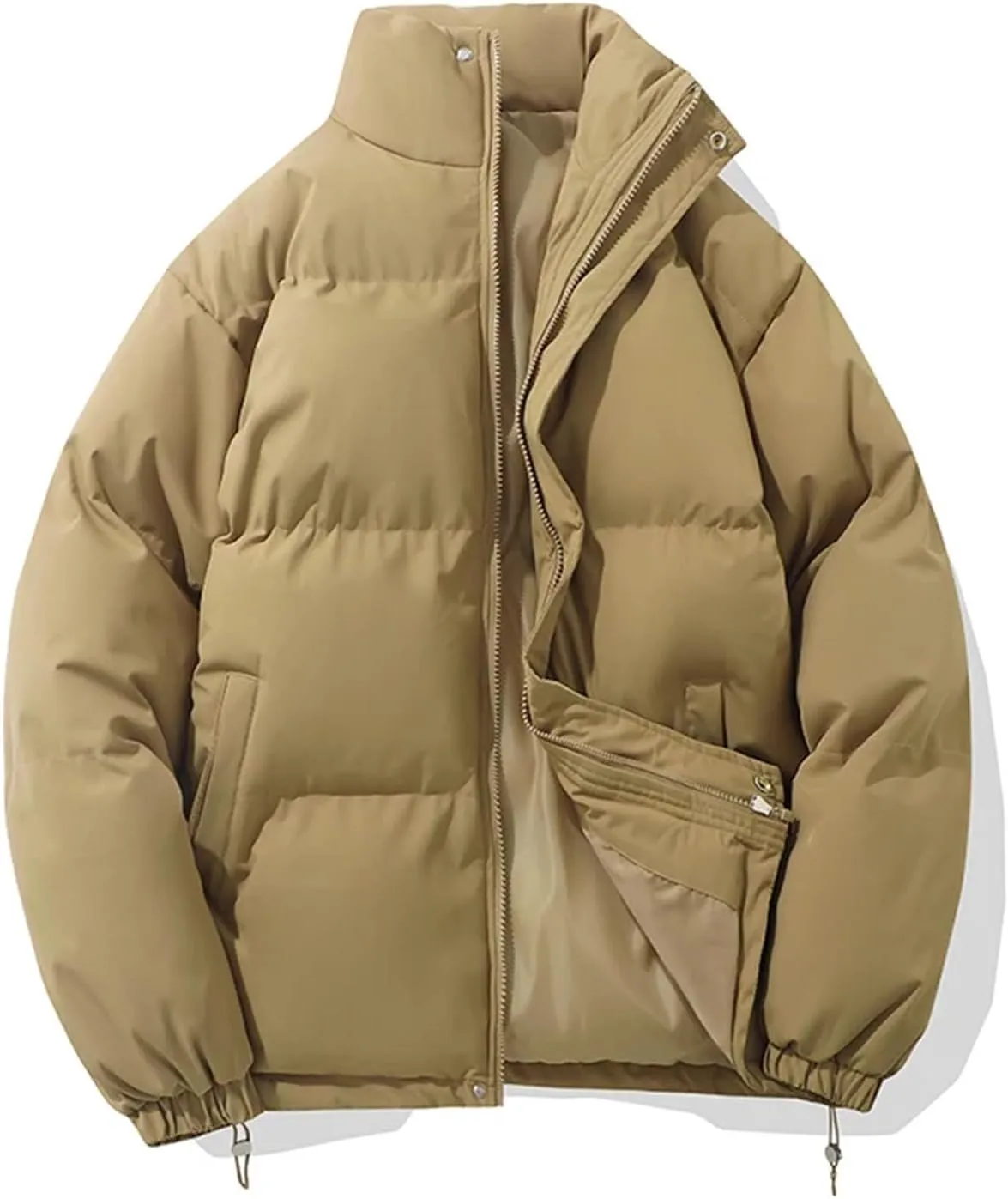Women Winter Vintage Warm Puffer Jacket High Neck Zipper Design Cotton-Padded Coat