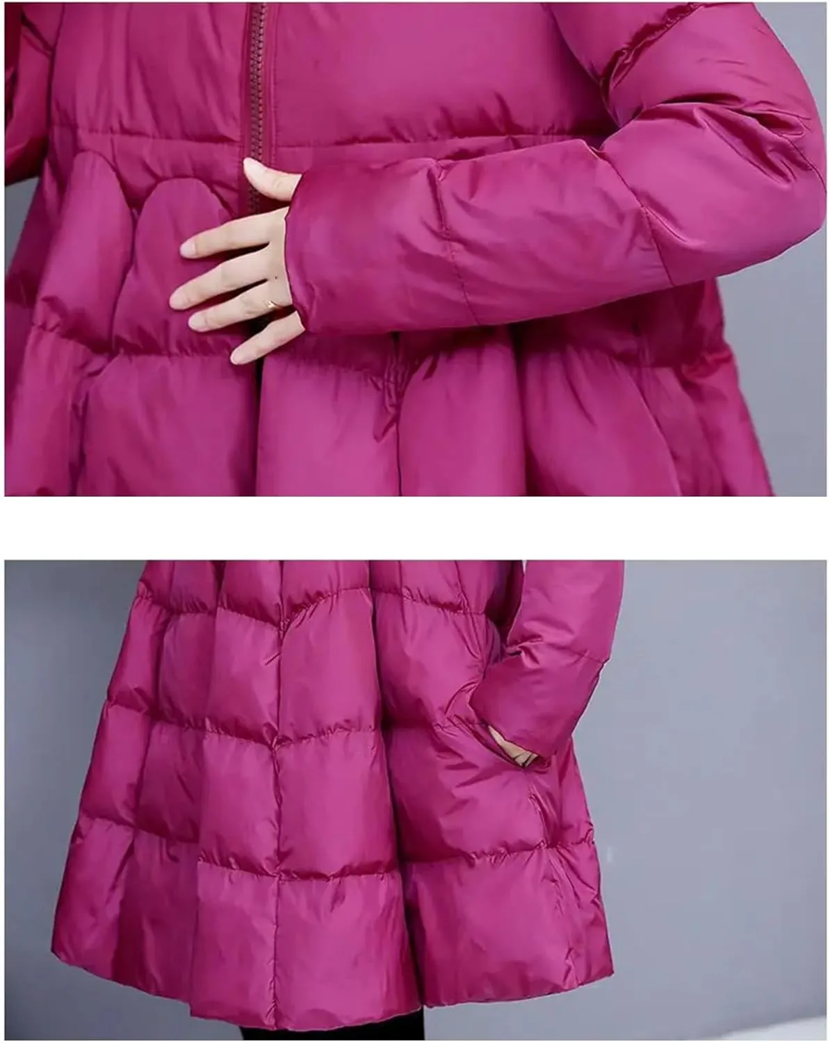 Women Zipper Down Jacket Loose Padded Coat Solid Thicken Warm Puffy Cloak Cotton Parkas