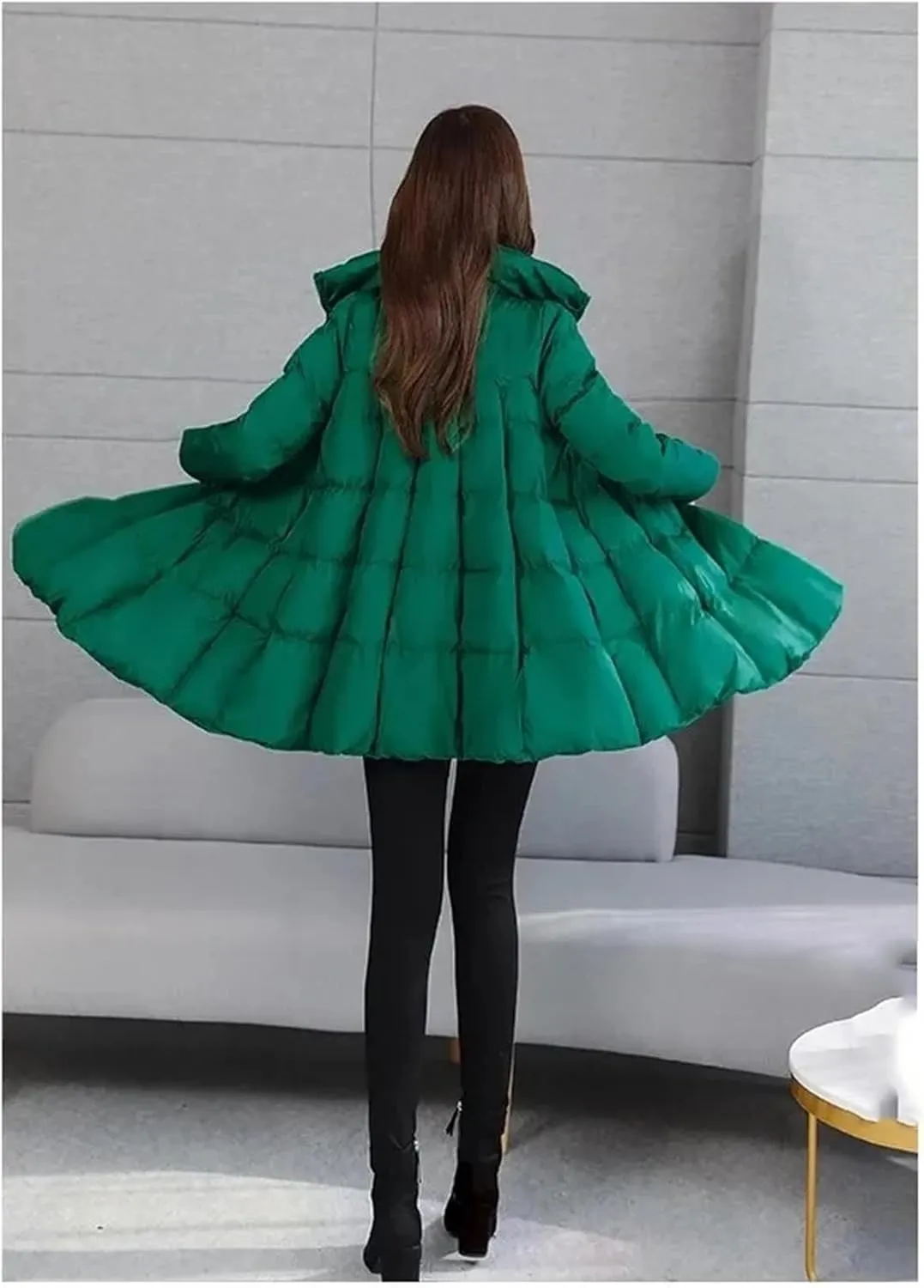 Women Zipper Down Jacket Loose Padded Coat Solid Thicken Warm Puffy Cloak Cotton Parkas