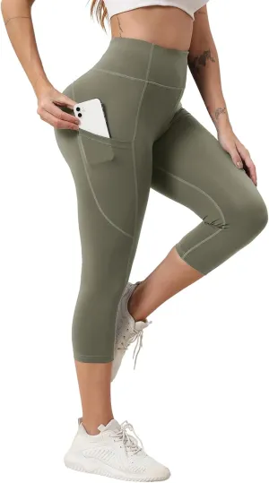Women's Capri Yoga Pants with Pockets Essential High Waisted Legging for WorkoutSport Pants Running Pants for Women