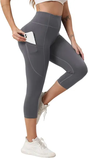 Women's Capri Yoga Pants with Pockets Essential High Waisted Legging for WorkoutSport Pants Running Pants for Women
