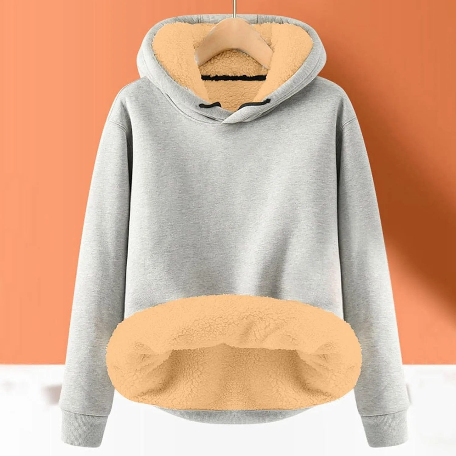 Womens Casual Winter Warm Fleece Lined Pullover Hooded Sweatshirt Oversized Hoodie Vintage Fleece Hoodies