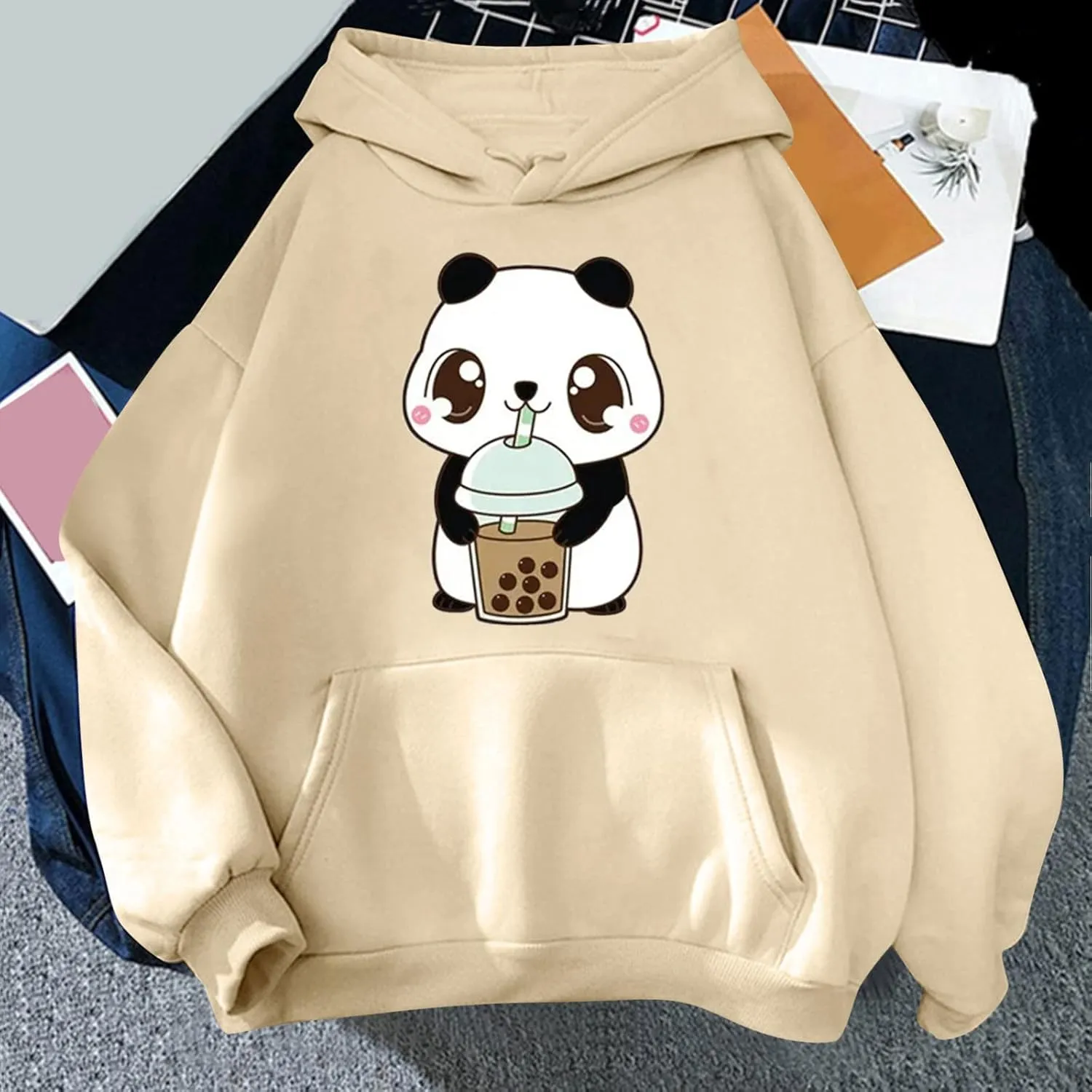Womens Cute Graphic Hoodies 2024 Fall Outfits Oversized Hoodies for Teen Girls Trendy Long Sleeve Preppy Sweatshirts