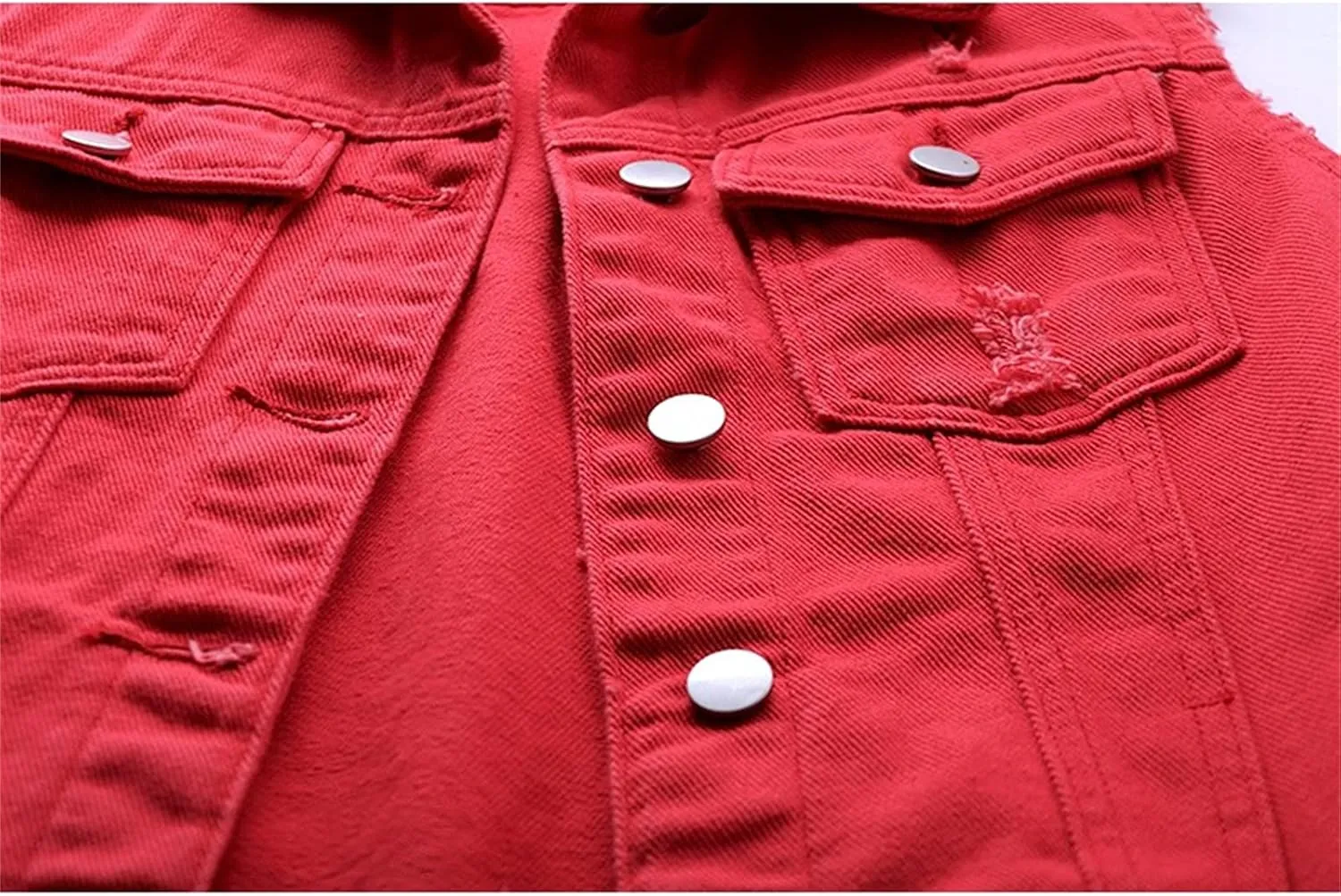 Womens Denim Vest Jacket Sleeveless Washed Ripped Crop Jacket Candy Color