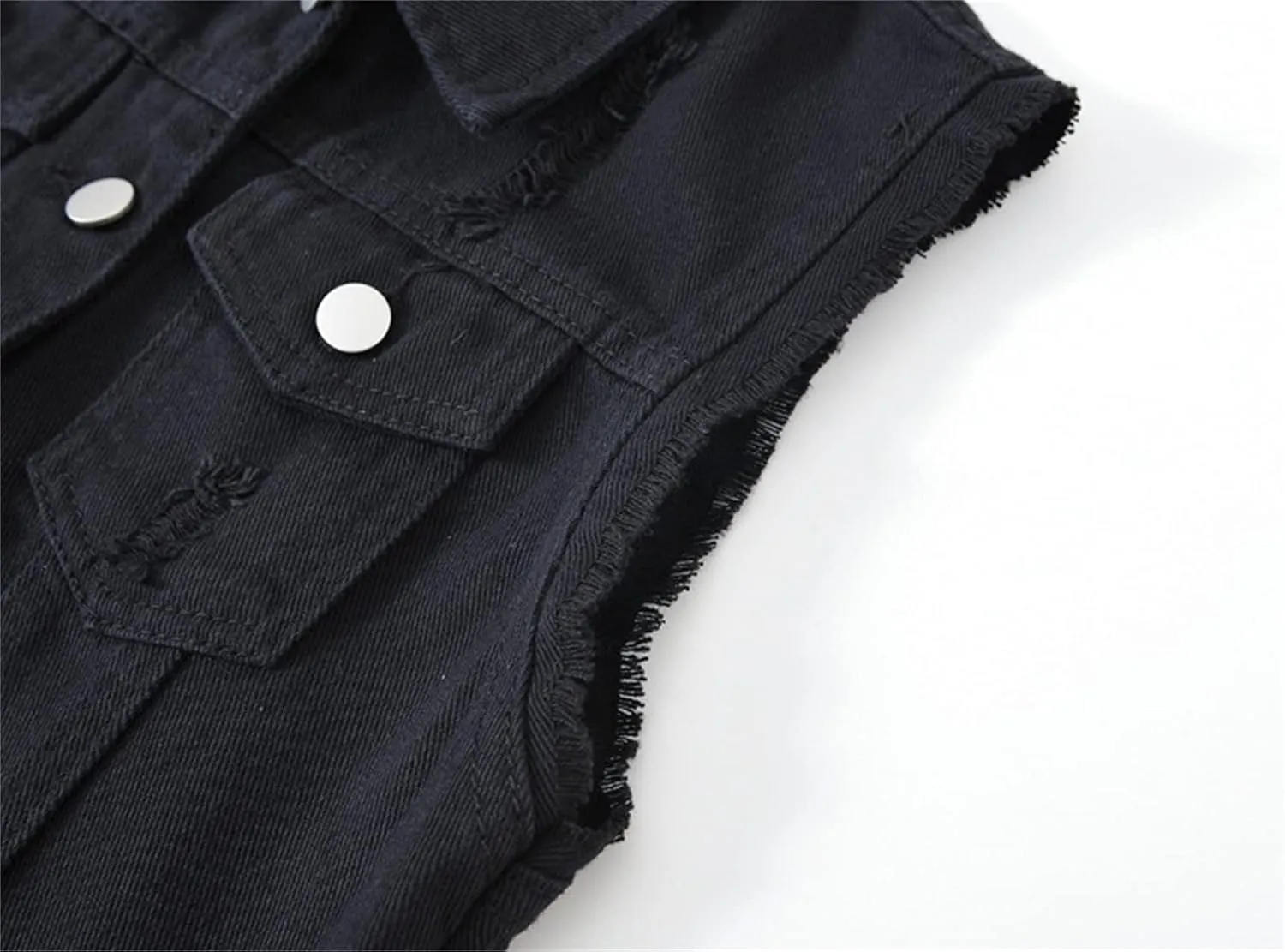 Womens Denim Vest Jacket Sleeveless Washed Ripped Crop Jacket Candy Color