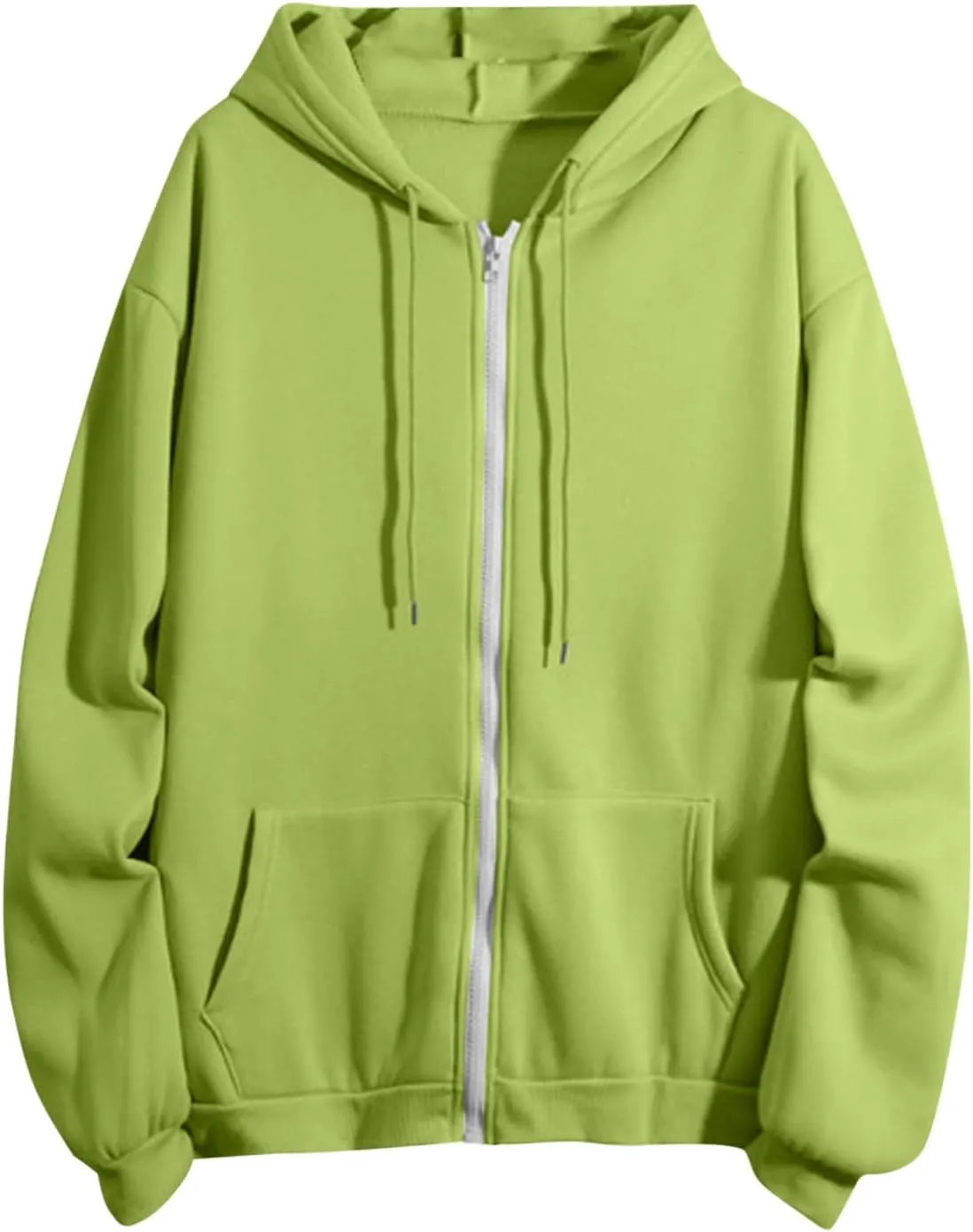 Women's Full Zip Up Hoodie Fall Jacket Oversized Casual Drawstring Collar Hooded Sweatshirts with Pockets Winter