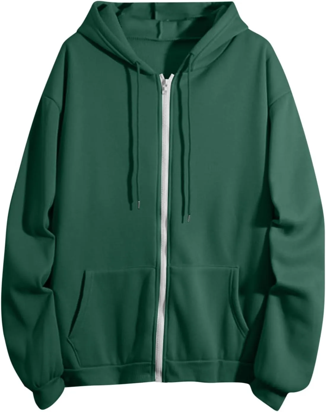 Women's Full Zip Up Hoodie Fall Jacket Oversized Casual Drawstring Collar Hooded Sweatshirts with Pockets Winter