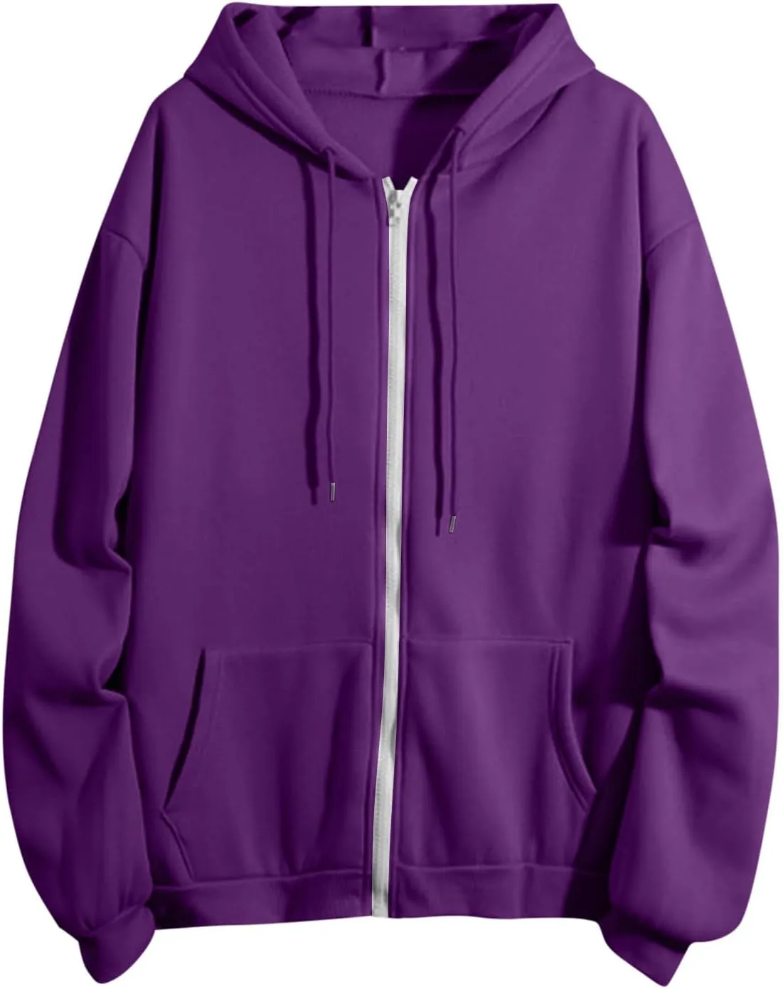 Women's Full Zip Up Hoodie Fall Jacket Oversized Casual Drawstring Collar Hooded Sweatshirts with Pockets Winter