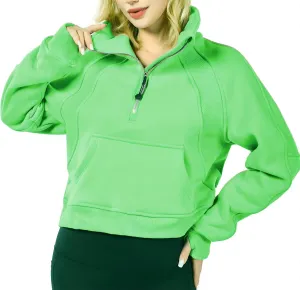 Womens Half Zip Sweatshirt Jacket Pullover Fleece Lined Hoodies Fall Outfits Clothes Crop Tops Sweater Thumb Hole