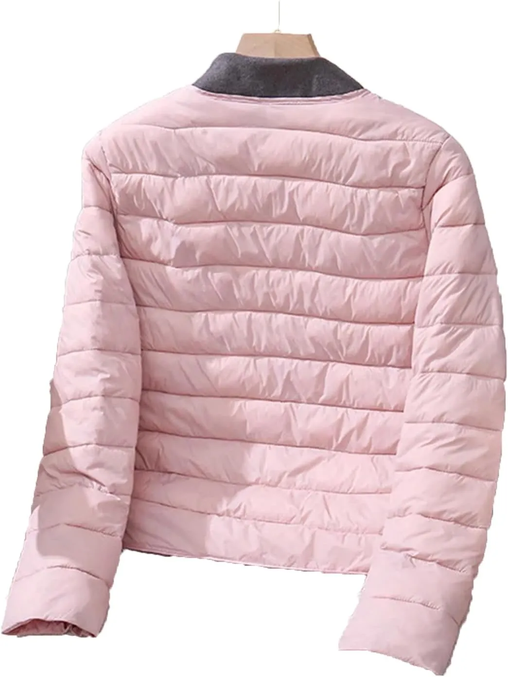 Women's Jacket Winter Ultra Light Down Cotton Collarless Padded Coat Matt Fabric Lightweight Warm Female Coat