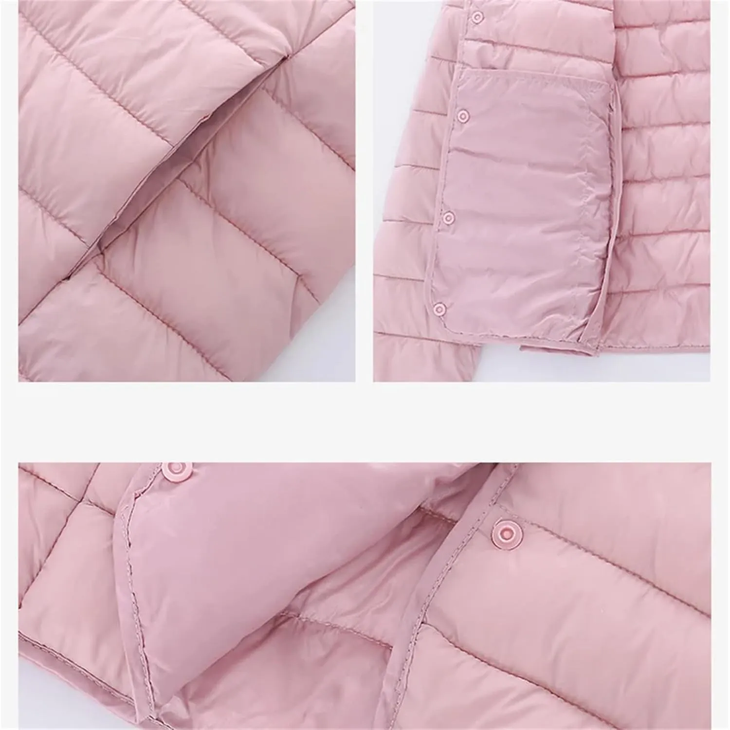 Women's Jacket Winter Ultra Light Down Cotton Collarless Padded Coat Matt Fabric Lightweight Warm Female Coat