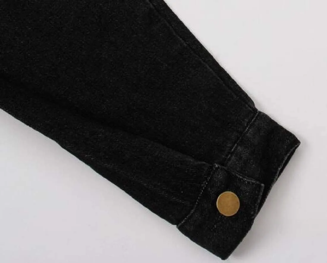 Women's Jean Jacket Long Sleeve Classic Distressed Tassels Denim Trucker