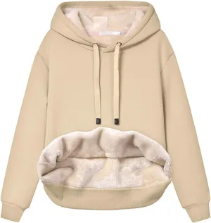 Women's Long Sleeve Fleece Lined Sweatshirt Casual Winter Warm Sherpa Hoodie Pullover