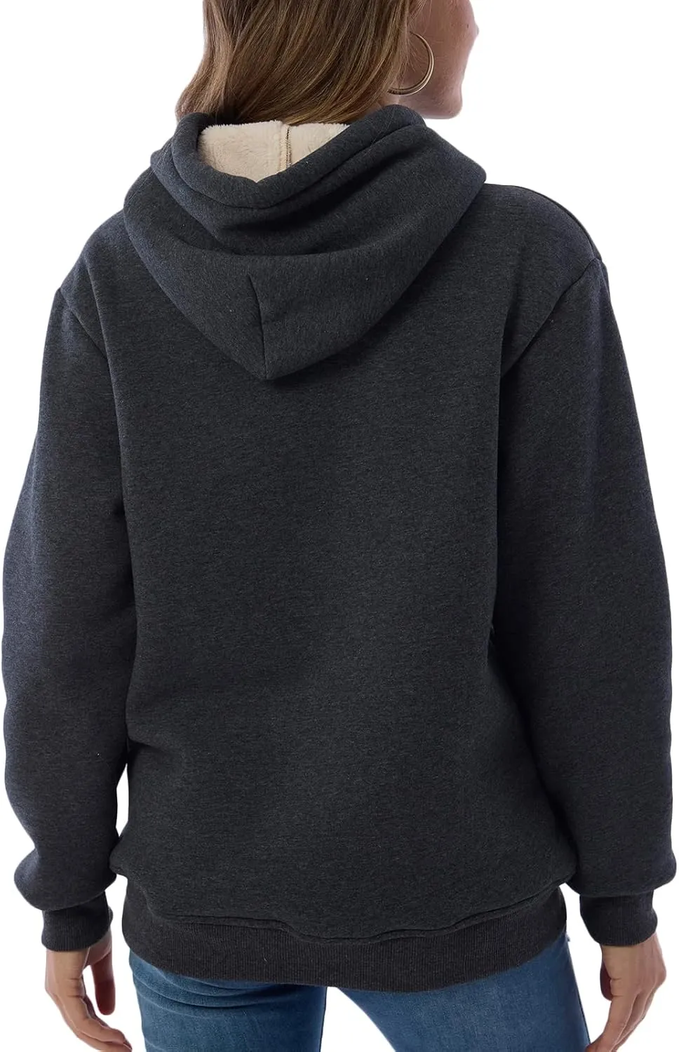 Women's Long Sleeve Fleece Lined Sweatshirt Casual Winter Warm Sherpa Hoodie Pullover