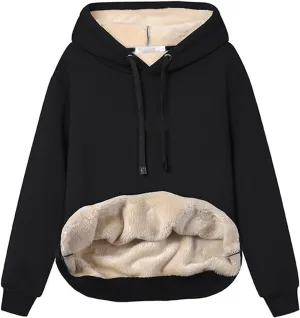 Women's Long Sleeve Fleece Lined Sweatshirt Casual Winter Warm Sherpa Hoodie Pullover