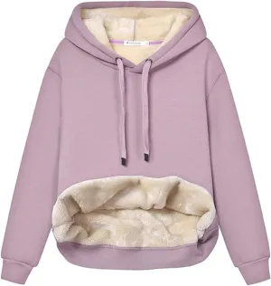 Women's Long Sleeve Fleece Lined Sweatshirt Casual Winter Warm Sherpa Hoodie Pullover