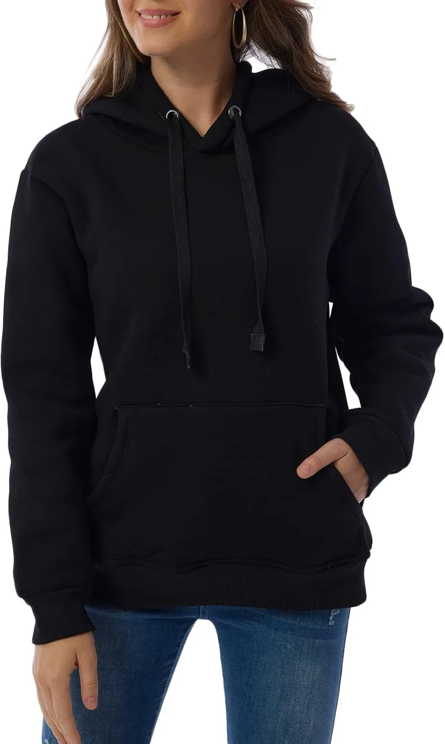 Women's Long Sleeve Fleece Lined Sweatshirt Casual Winter Warm Sherpa Hoodie Pullover