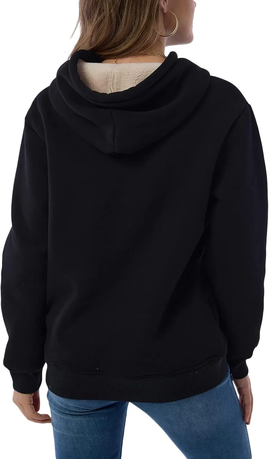 Women's Long Sleeve Fleece Lined Sweatshirt Casual Winter Warm Sherpa Hoodie Pullover