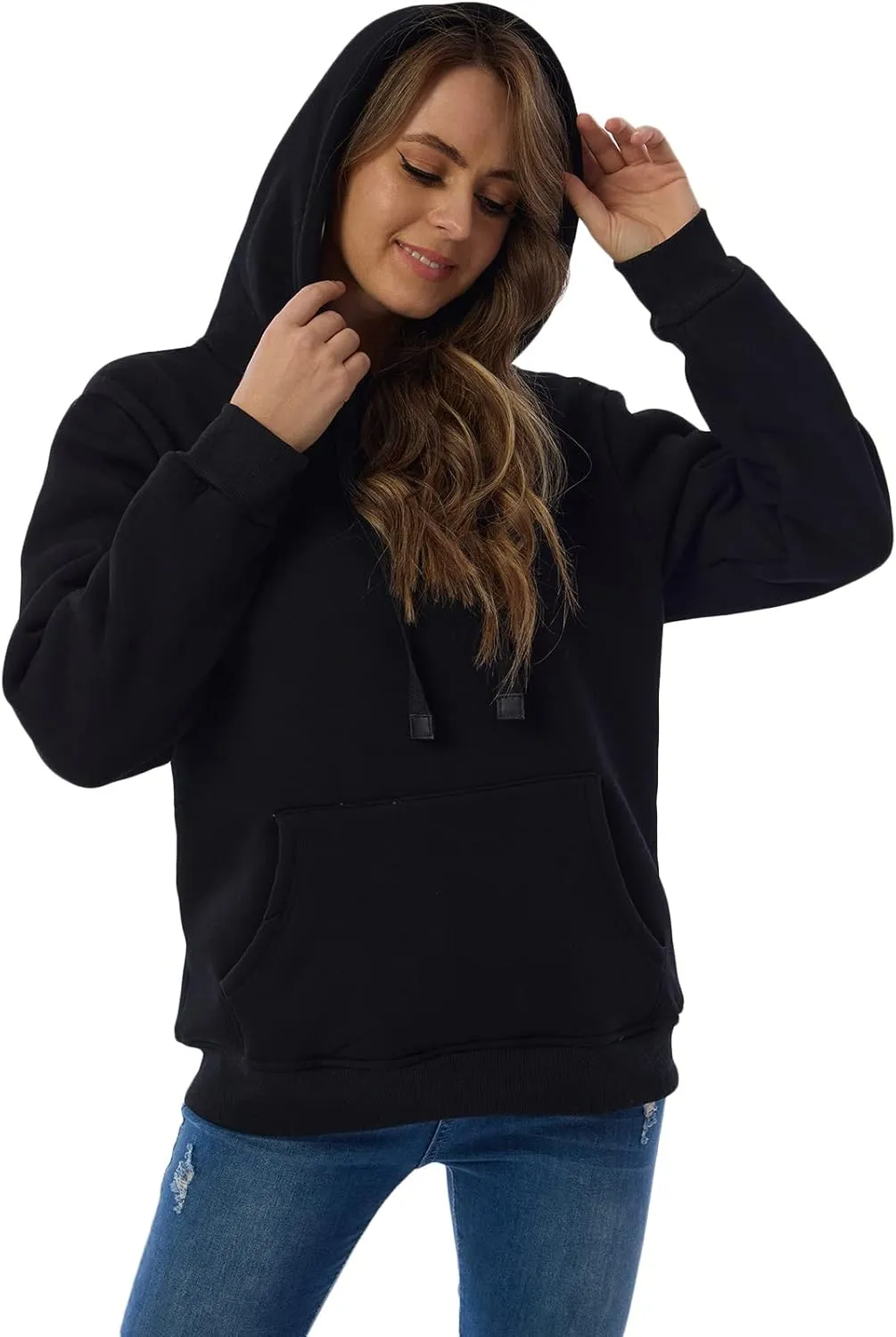 Women's Long Sleeve Fleece Lined Sweatshirt Casual Winter Warm Sherpa Hoodie Pullover