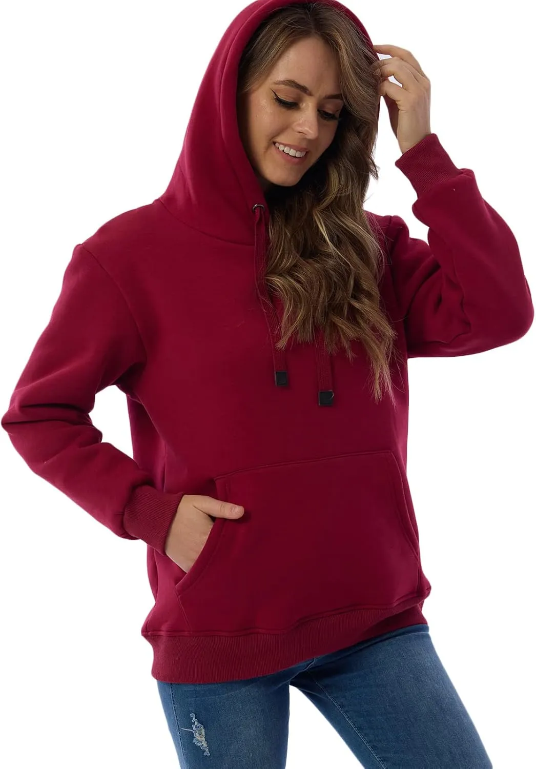 Women's Long Sleeve Fleece Lined Sweatshirt Casual Winter Warm Sherpa Hoodie Pullover