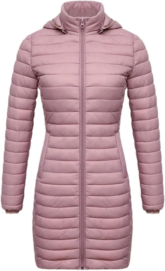 Womens Long Warm Parka Coat With Hood Female Winter Jacket Outdoor Padded Cotton Clothes Outwear