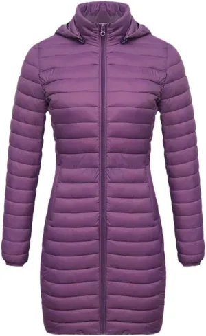 Womens Long Warm Parka Coat With Hood Female Winter Jacket Outdoor Padded Cotton Clothes Outwear