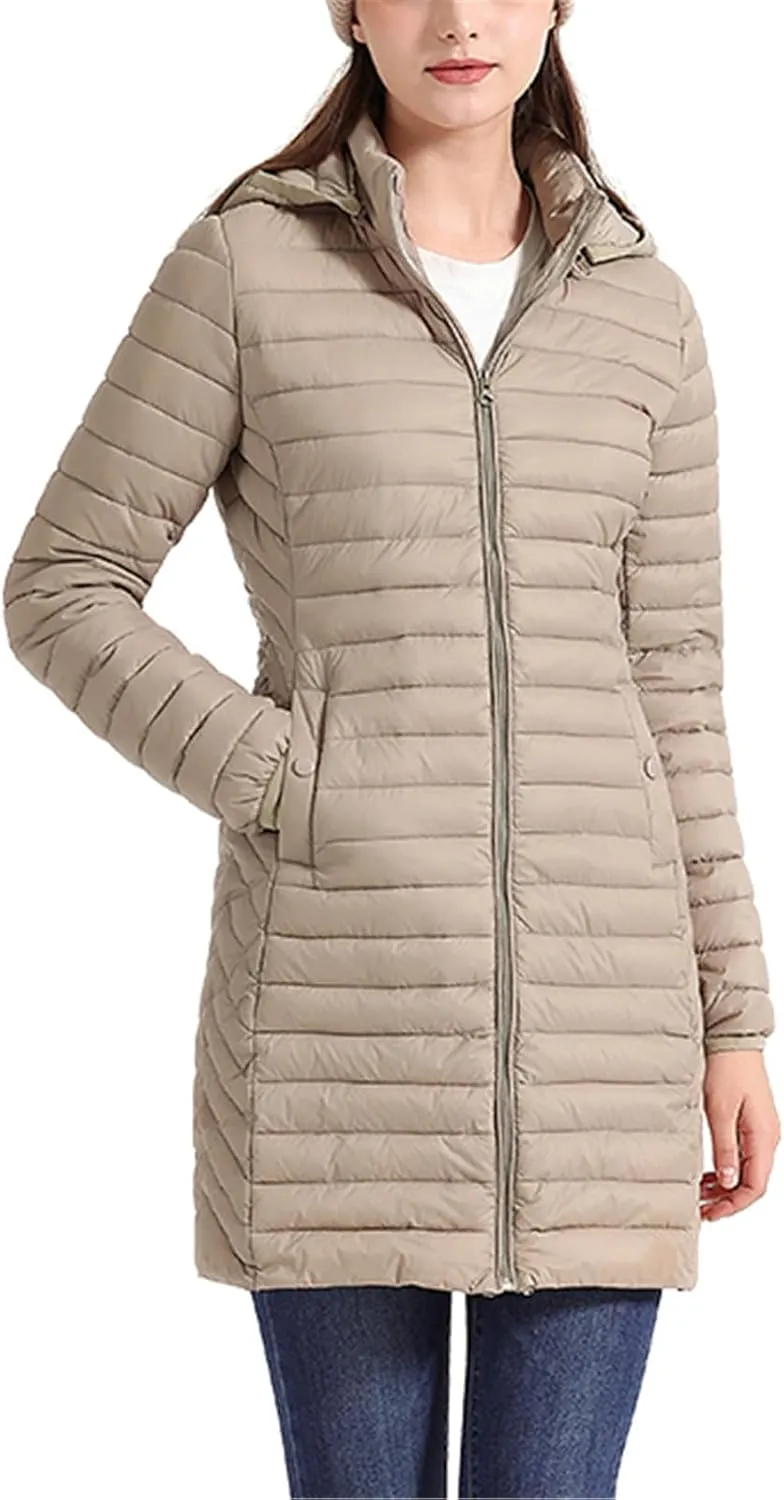 Womens Long Warm Parka Coat With Hood Female Winter Jacket Outdoor Padded Cotton Clothes Outwear
