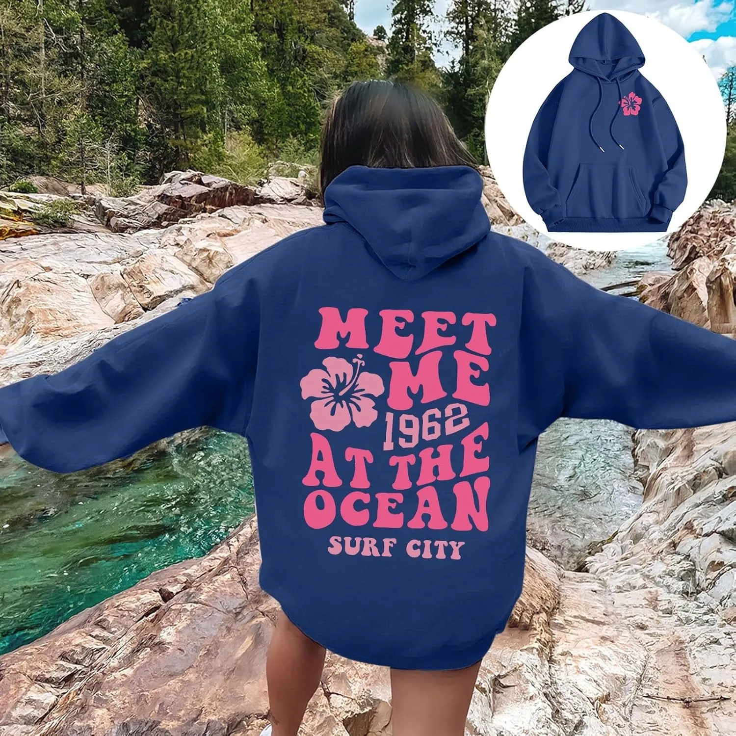 Women's Oversize Y2K Hoodies Teen Girls Cute Graphic Preppy Sweatshirts Trendy Long Sleeve Fall Hooded Sportswear