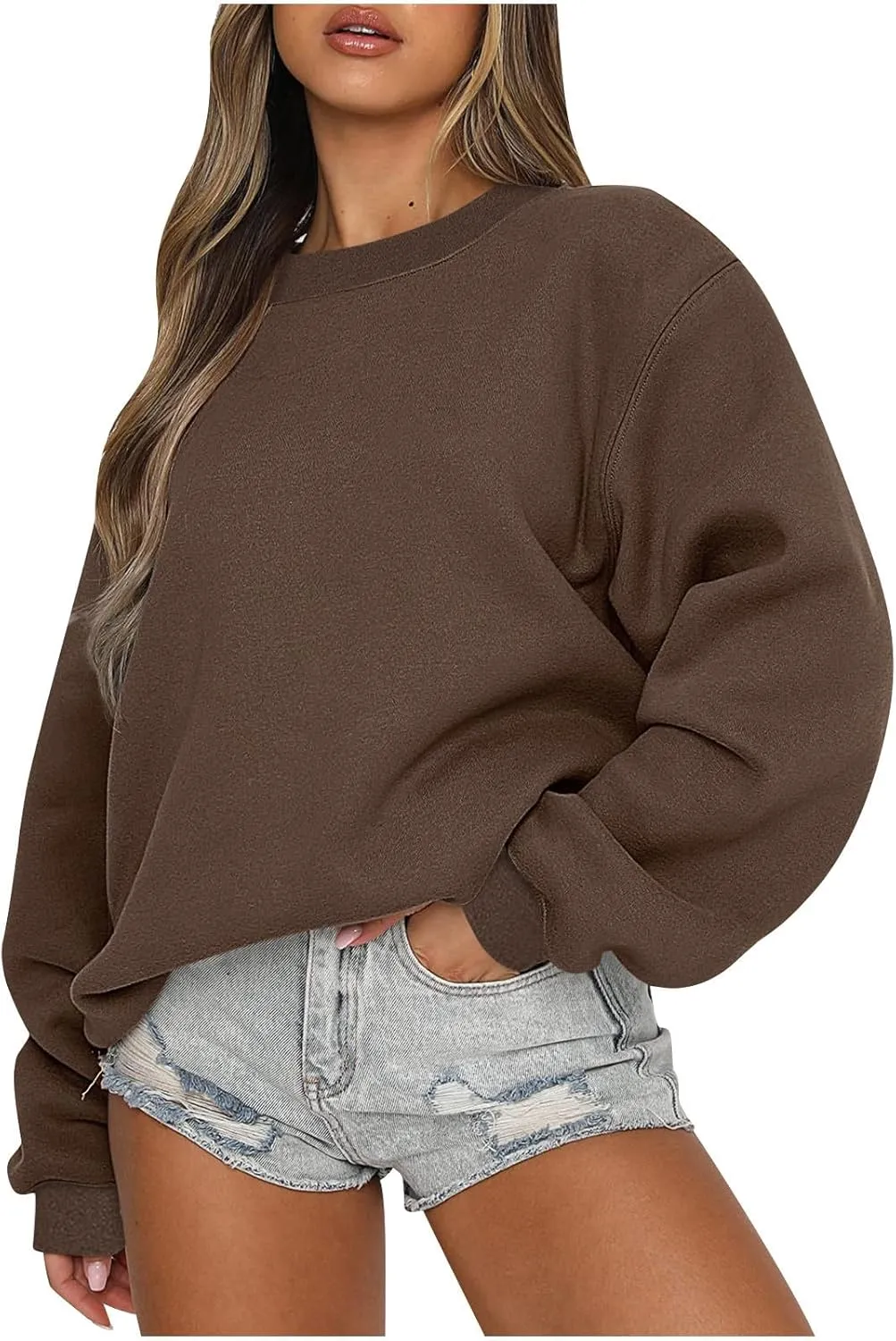 Womens Oversized Sweatshirts 2024 Long Sleeve Crew Neck Pullover Hoodies Fall Casual Outfits Y2K Preppy Clothes