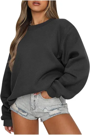Womens Oversized Sweatshirts 2024 Long Sleeve Crew Neck Pullover Hoodies Fall Casual Outfits Y2K Preppy Clothes