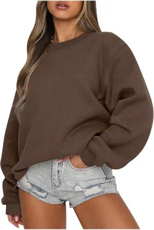 Womens Oversized Sweatshirts 2024 Long Sleeve Crew Neck Pullover Hoodies Fall Casual Outfits Y2K Preppy Clothes