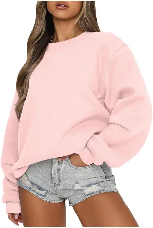 Womens Oversized Sweatshirts 2024 Long Sleeve Crew Neck Pullover Hoodies Fall Casual Outfits Y2K Preppy Clothes